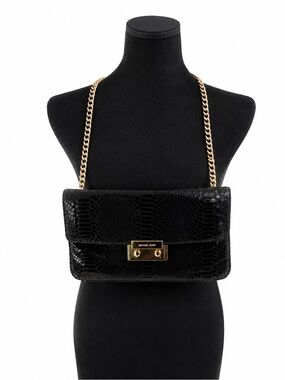 Michael Kors Black Snakeskin
Embossed Chain Shoulder Bag
Gold Hardware